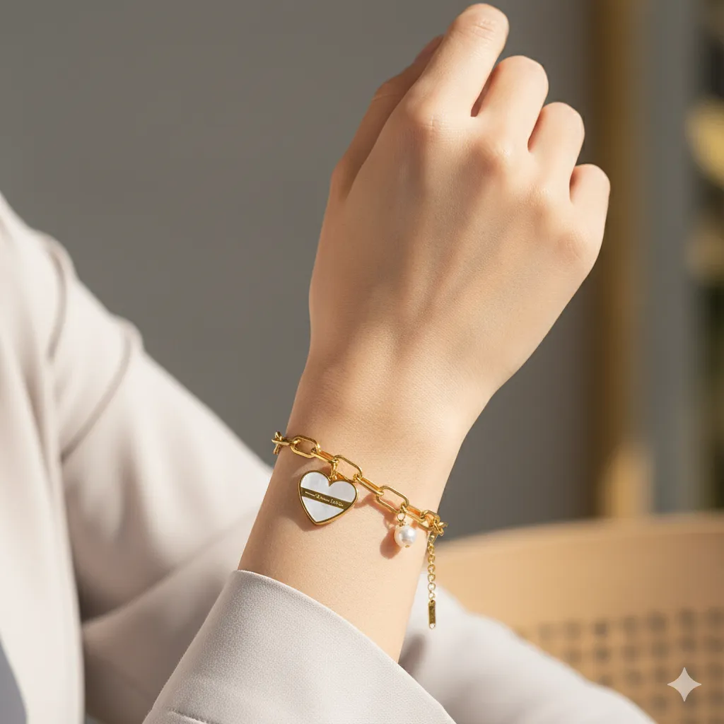 enamal heart bracelets chain